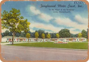 10 x 14 METAL SIGN - Massachusetts Postcard - Tanglewood Motor Court, Inc, Vintage Rusty Look