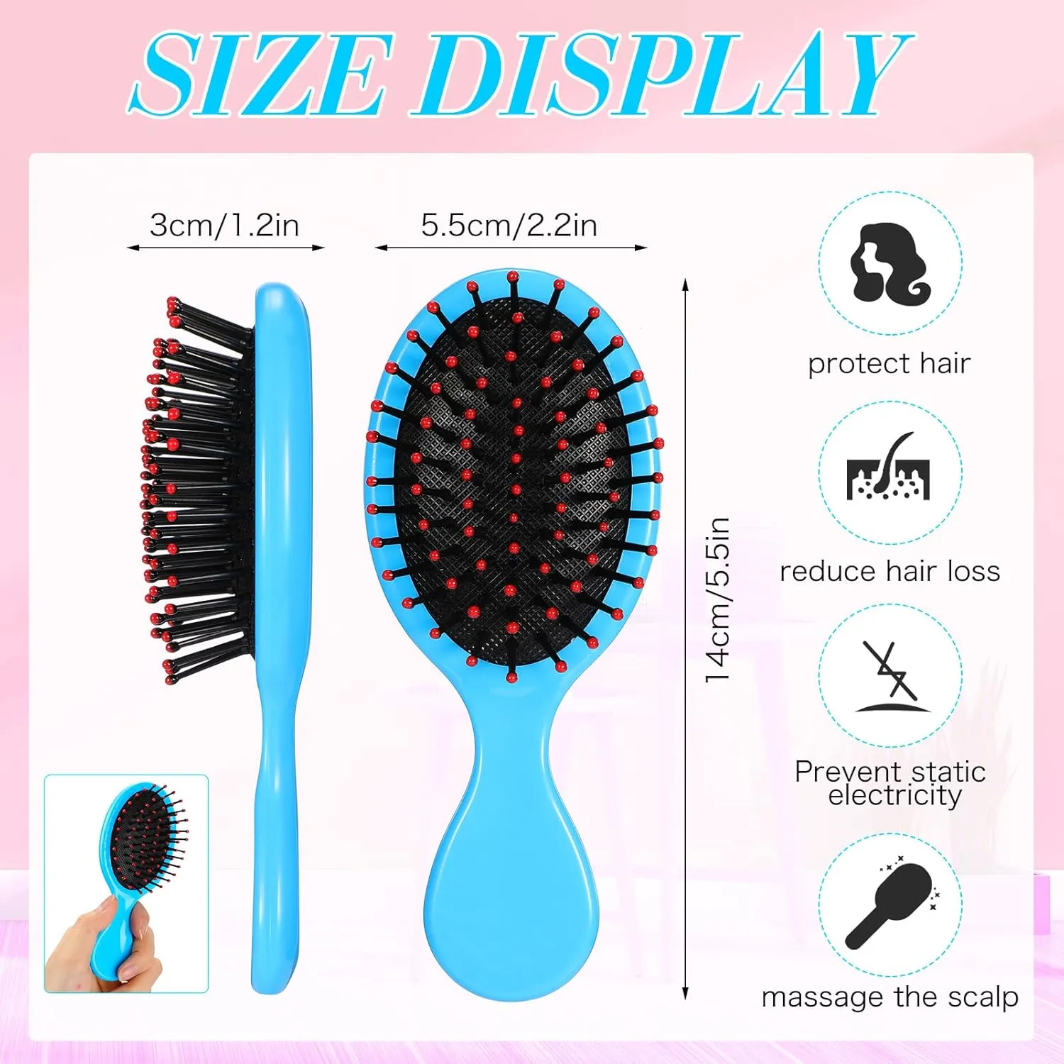 100 Colorful Mini Travel Detangling Brushes - Soft Bristles for Smooth, Tangle-Free Hair Combing for Dry/Wet Hair, Kids and Women