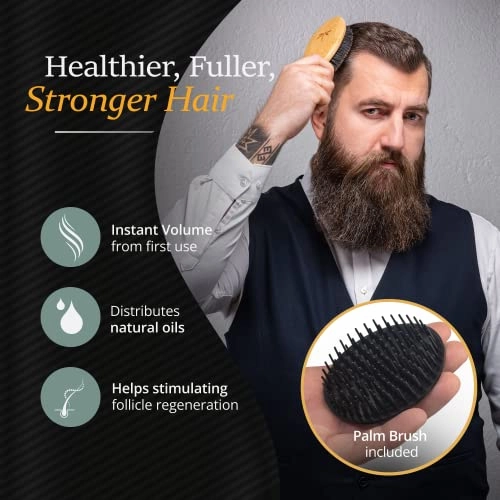 100% Boar Bristle Hairbrush for Men Hairbrush for Thin, Normal and Short Hair