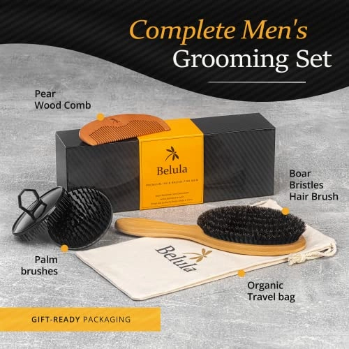 100% Boar Bristle Hairbrush for Men Hairbrush for Thin, Normal and Short Hair