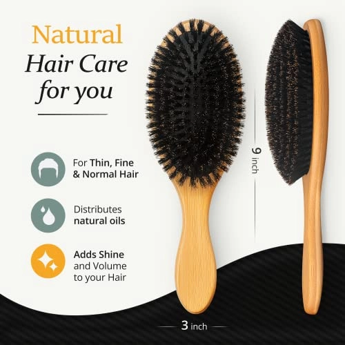 100% Boar Bristle Hairbrush for Men Hairbrush for Thin, Normal and Short Hair