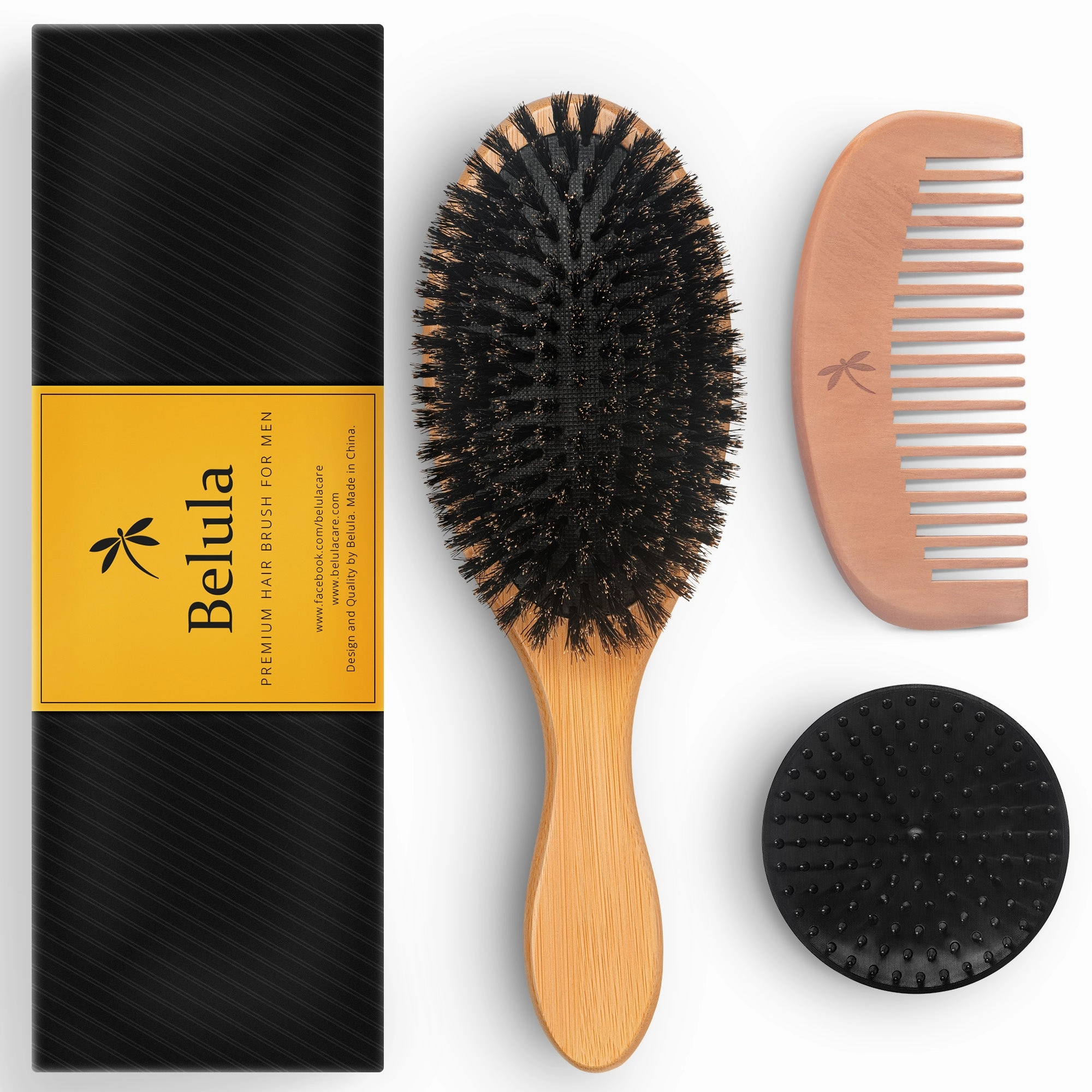 100% Boar Bristle Hairbrush for Men Hairbrush for Thin, Normal and Short Hair