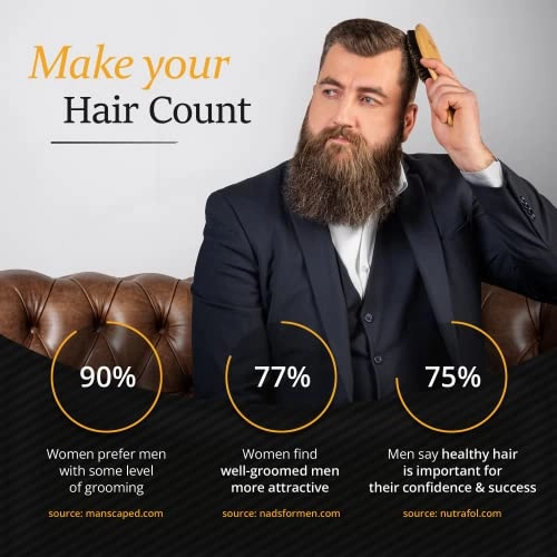 100% Boar Bristle Hairbrush for Men Hairbrush for Thin, Normal and Short Hair