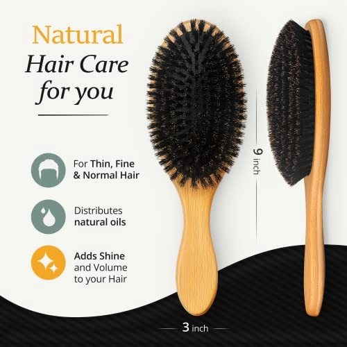 100% Boar Bristle Hairbrush for Men Hairbrush for Thin, Normal and Short Hair