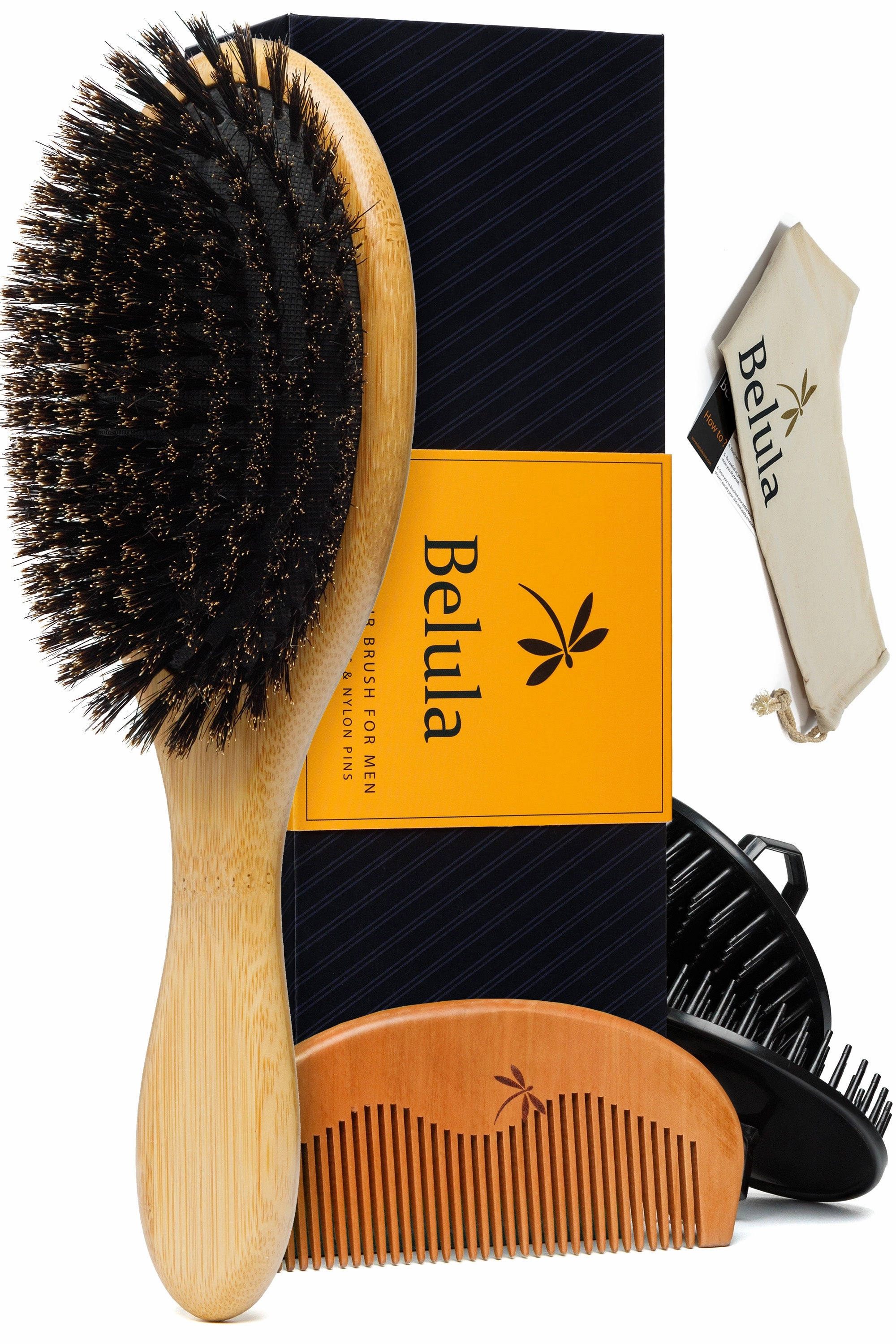 100% Boar Bristle Hairbrush for Men Hairbrush for Thin, Normal and Short Hair