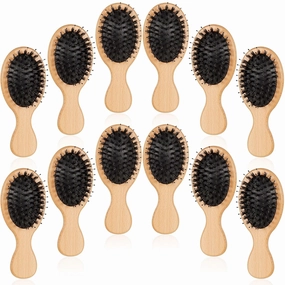 12 Pcs Mini Boar Bristle Hair Brush Bulk Bamboo Hair Brush for Women Men All Hair Type Scalp Massage Anti Static Engraving DIY Gifts for Wedding Party