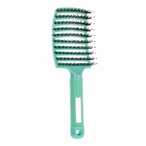 1pcs Detangling Curved Vented Hair Brush Scalp Massage Comb Hollow Out for Wet Curly Hair Salon(All Green)