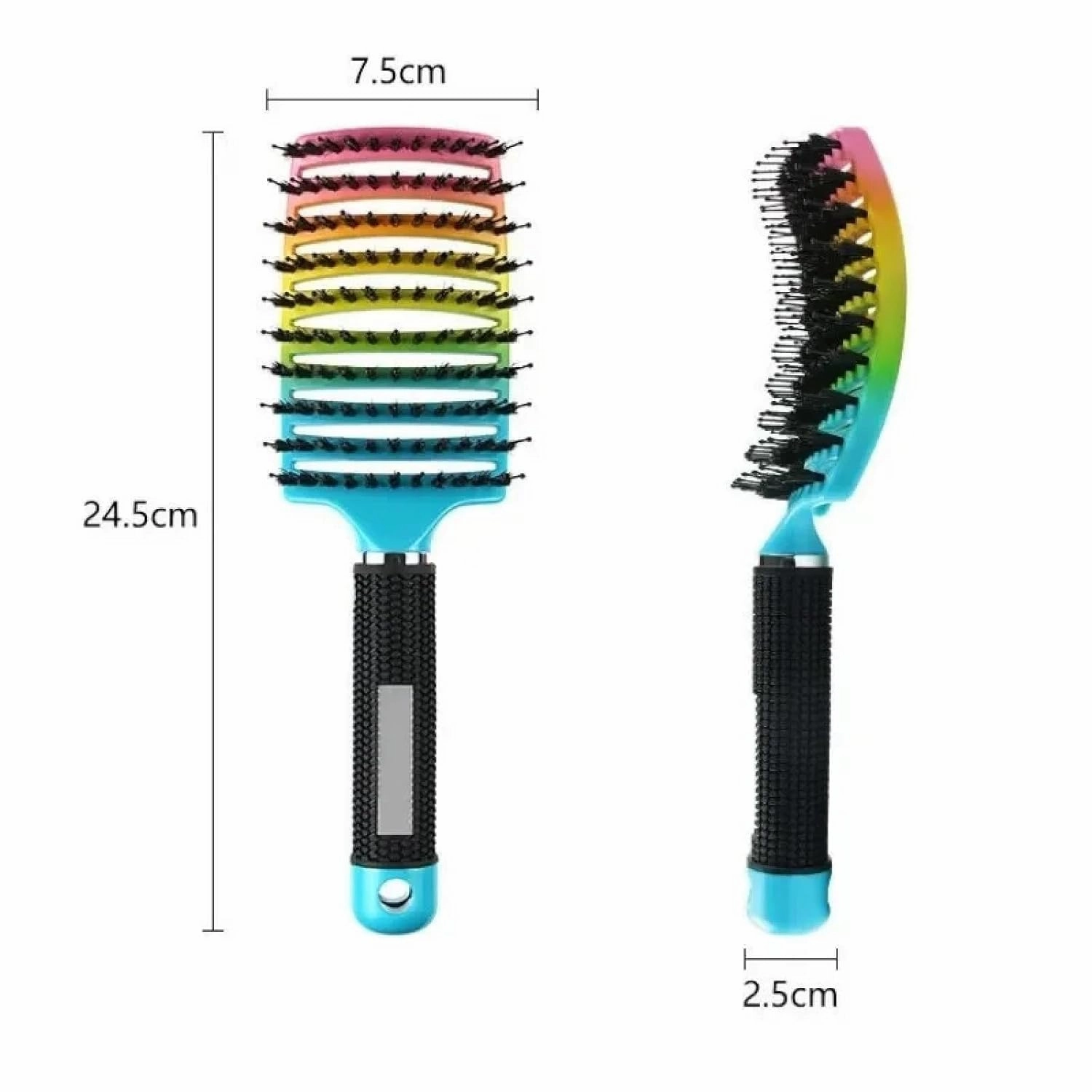 1pcs Detangling Curved Vented Hair Brush Scalp Massage Comb Hollow Out for Wet Curly Hair Salon(All Green)