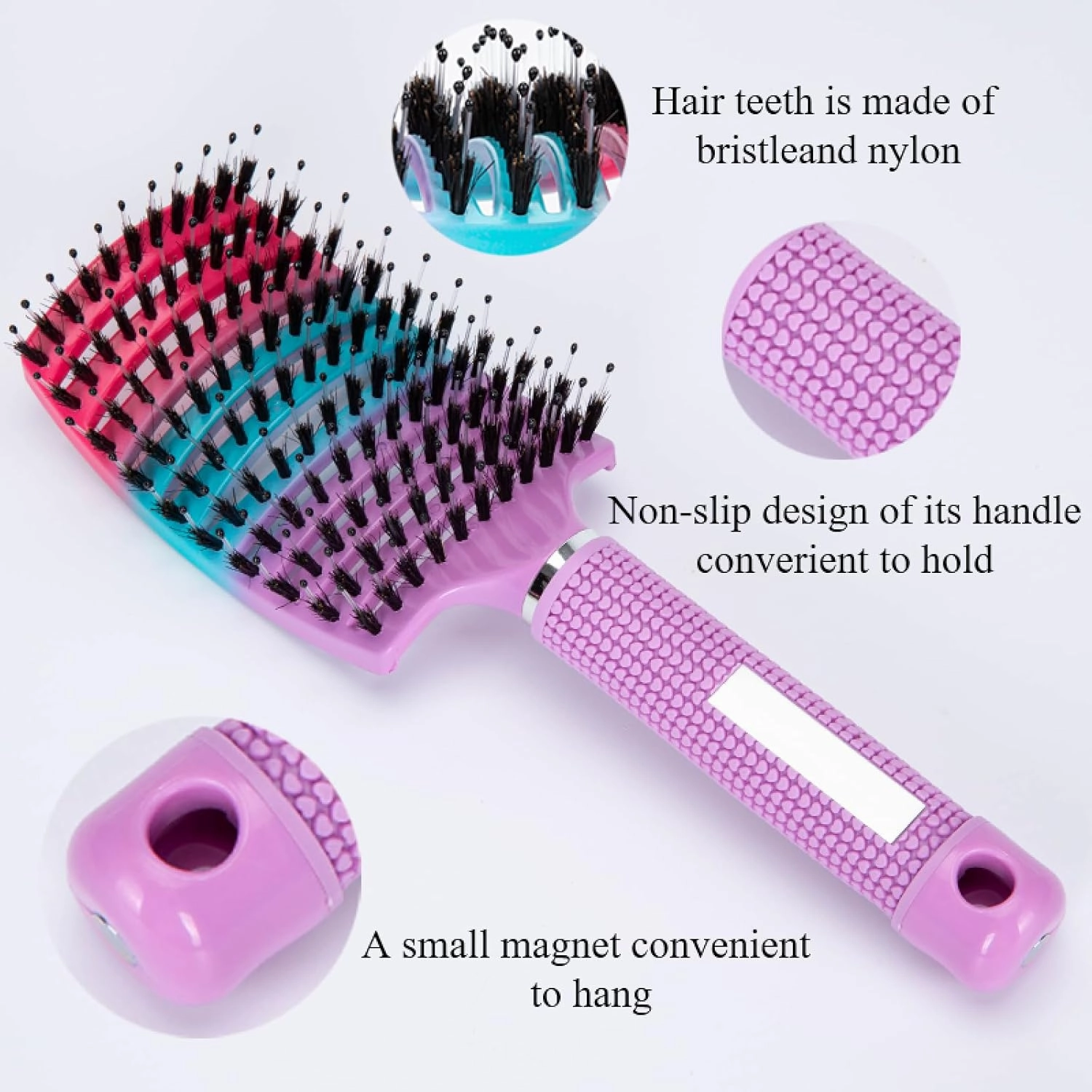 1pcs Detangling Curved Vented Hair Brush Scalp Massage Comb Hollow Out for Wet Curly Hair Salon(All Green)