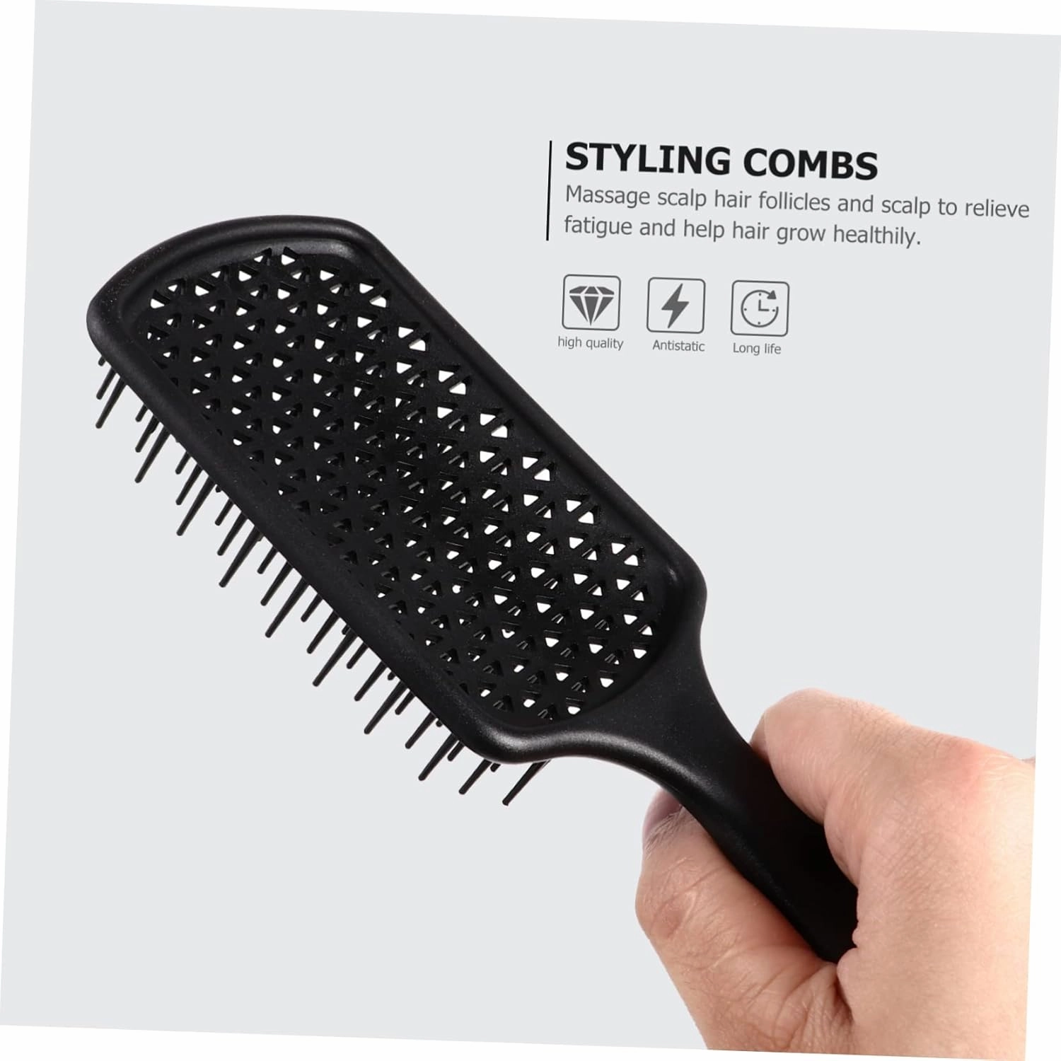 1set Hair Comb Plastic Massaging Combs for Wet Dry Use Ergonomic Hair Styling Shine Scalp Circulation Relaxation Essential