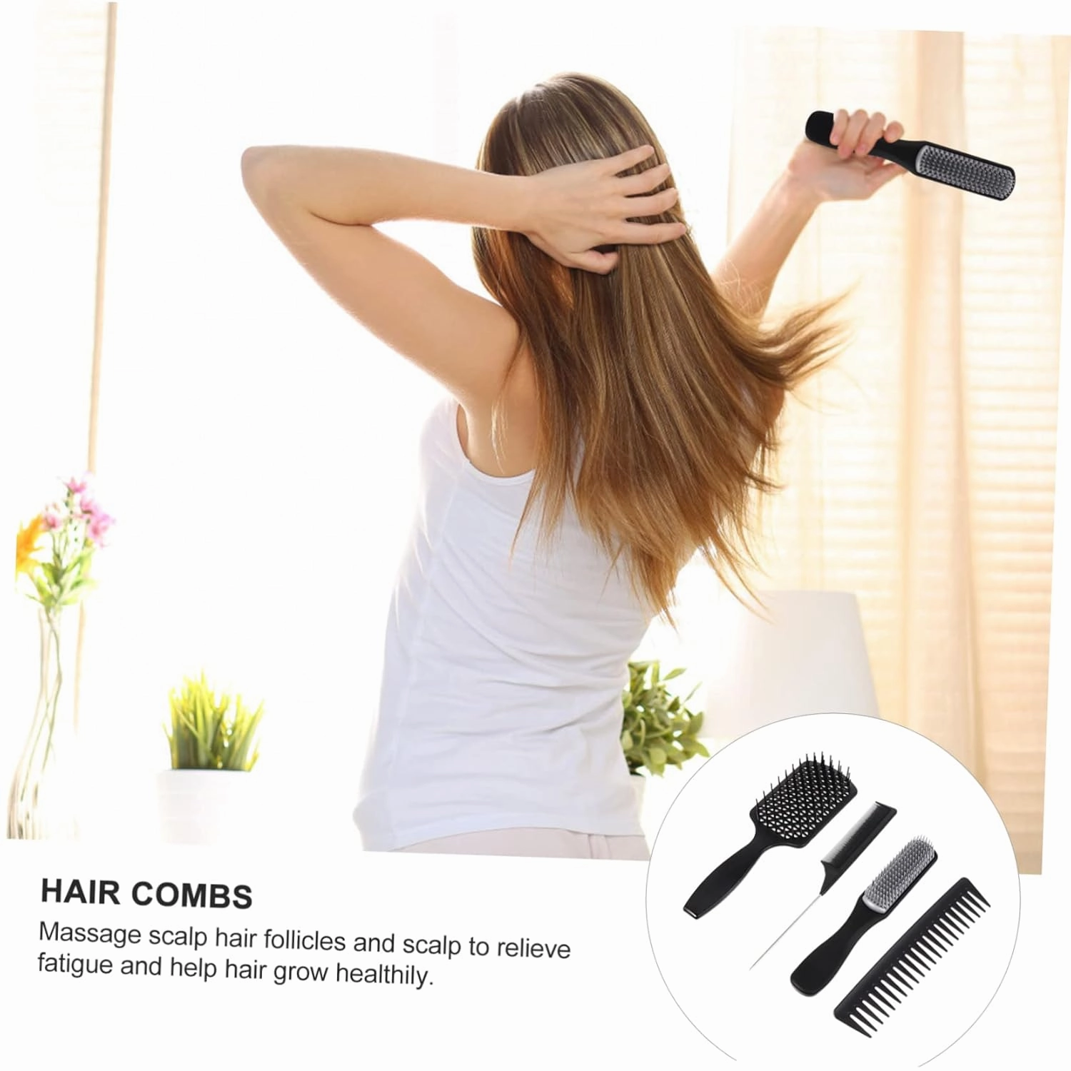 1set Hair Comb Plastic Massaging Combs for Wet Dry Use Ergonomic Hair Styling Shine Scalp Circulation Relaxation Essential