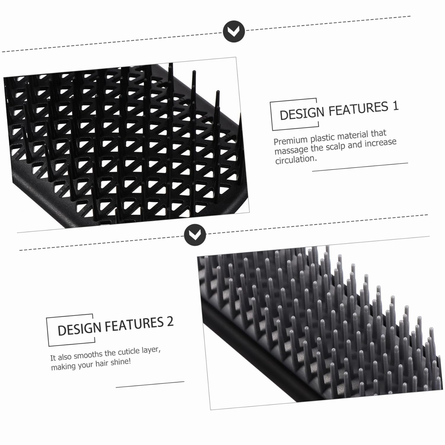 1set Hair Comb Plastic Massaging Combs for Wet Dry Use Ergonomic Hair Styling Shine Scalp Circulation Relaxation Essential