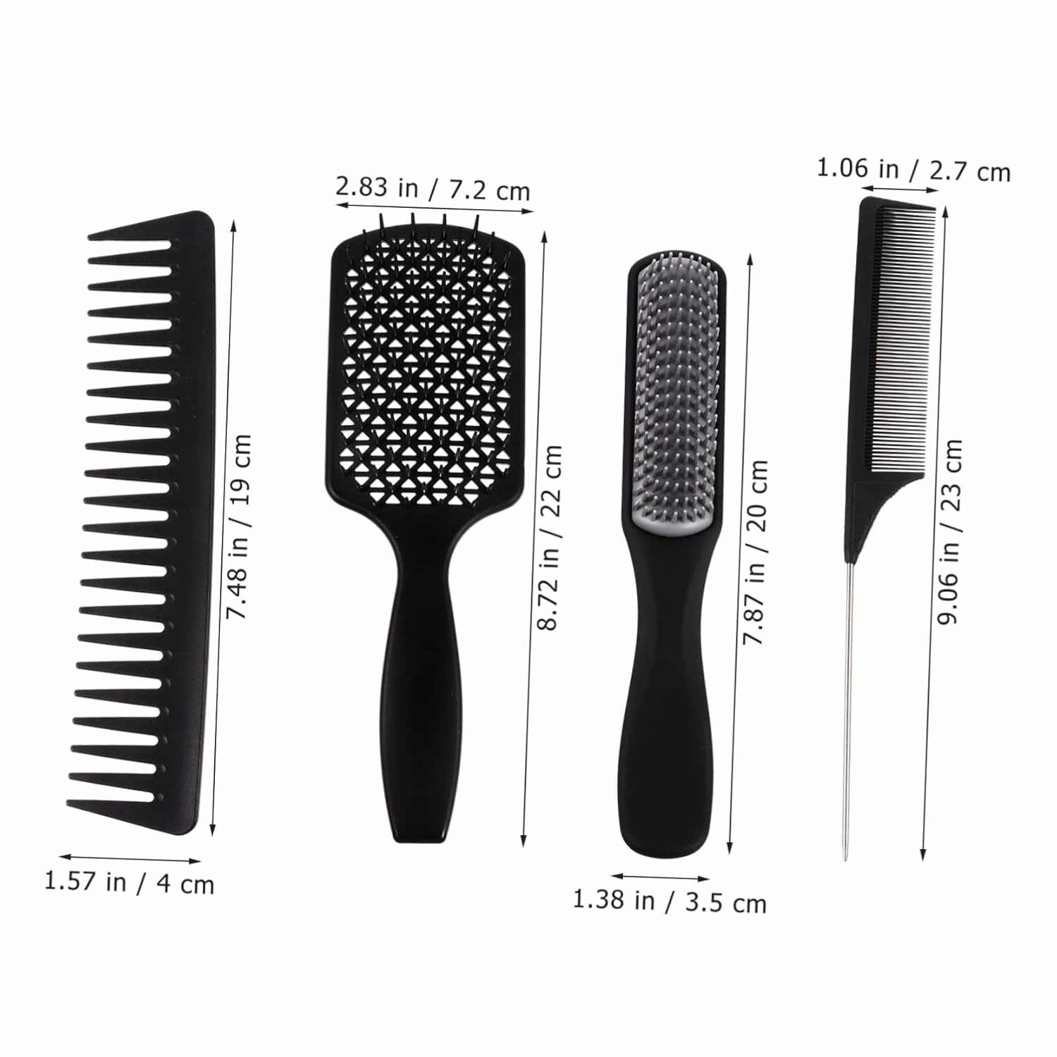 1set Hair Comb Plastic Massaging Combs for Wet Dry Use Ergonomic Hair Styling Shine Scalp Circulation Relaxation Essential