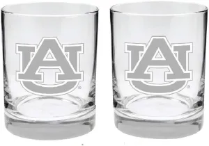 2-Sided, Satin Finish, Rock (or Whiskey) Glass - Set of 2 (Auburn Tigers)
