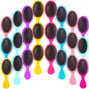 24 Pcs Mini Brush Little Travel Mini Wet Hair Brush for Girls Detangling Soft Bristles Wet Hair for Kids Most Hair Types Smoothing with Ease Knots (Bright Colors)