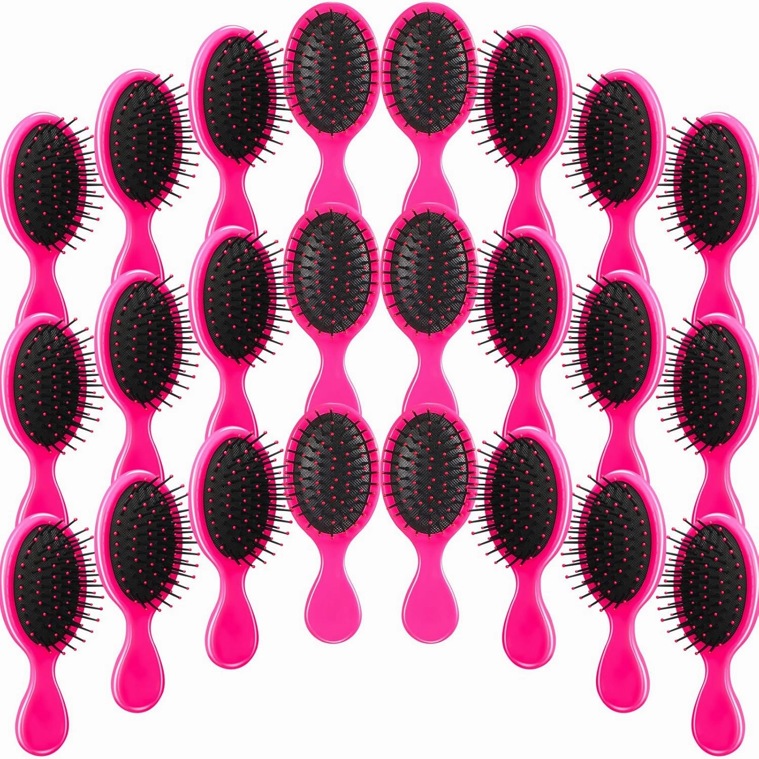 24 Pcs Mini Brush Hairbrush for Kids Girls Little Travel Hairbrush Mini Hair Brush Detangling Soft Bristles Hair Brush for Most Hair Types Smoothing with Ease Knots (Rose Red)