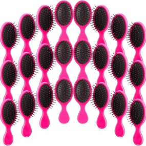 24 Pcs Mini Brush Hairbrush for Kids Girls Little Travel Hairbrush Mini Hair Brush Detangling Soft Bristles Hair Brush for Most Hair Types Smoothing with Ease Knots (Rose Red)