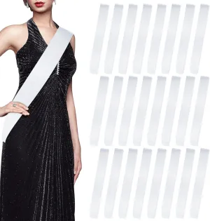 25Pcs White Sashes Blank Satin Sashes for Pageants Sublimation Blanks Sash to Decorate Plain 2025 Senior White Sash Birthday Sash for Women Homecoming