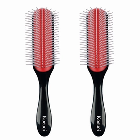 2 Pcs 9 Row Classic Styling Curly Hair Brush for Detangling, Separating, Shaping. For Women and Men Wet or Dry Hair.