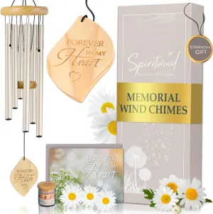 32" Tranquil Pearl Memorial Wind Chimes for Loss of Loved One - Calm Sounding Sympathy Wind Chimes for Loss of Love One - Windchimes in Memory of a Loved One - Memorial Gifts & Funeral Gifts