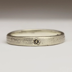 3mm Flat Sandcast 0.06ct Brown Diamond Ring