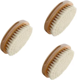 3pcs Hairdressing Brush Oval Wool Bath Brush for Gentle Scalp Cleaning for Soft Natural Material White Khaki
