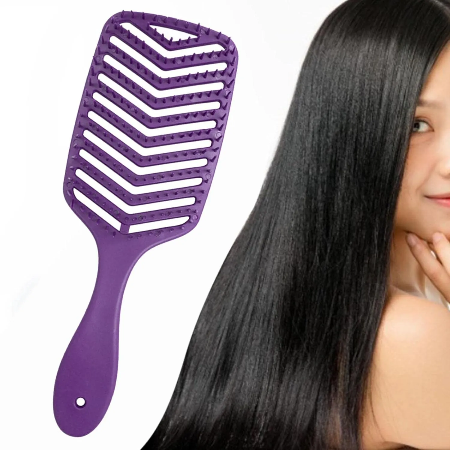 3xProfessional Vented Hair Brush Detangling Soft for All Hair Types Dark, 23.2cmx8.3cm
