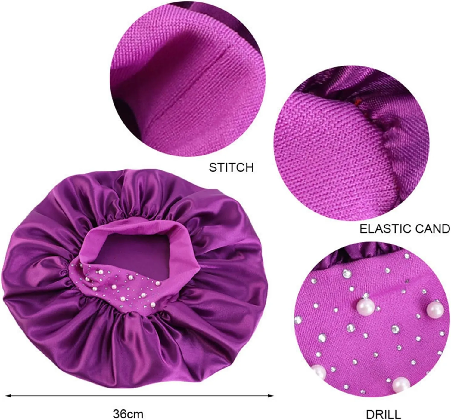4 Pieces Women's Satin Rhinestone Sleeping Hat Night Sleep Cap Hair Care Salon Makeup Muslim Hijab Head Cover Bonnet Hat