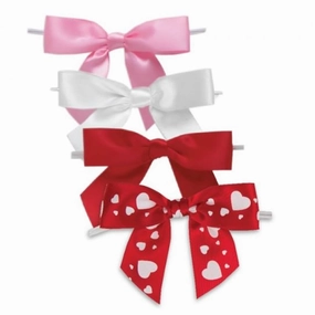 40pcs 3 1/2" Valentine  Variety Pack Pre-Tied or Self-Adhesive Ribbon Bow for cello bags in Christmas Party