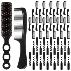 48pcs Bulk Hair Brushes and Combs for Homeless,Black Individually Wrapped Women Hair Brush and Comb Set,Anti Entangling HairBrush Massage Comb for Hotels Homeless Care Charities