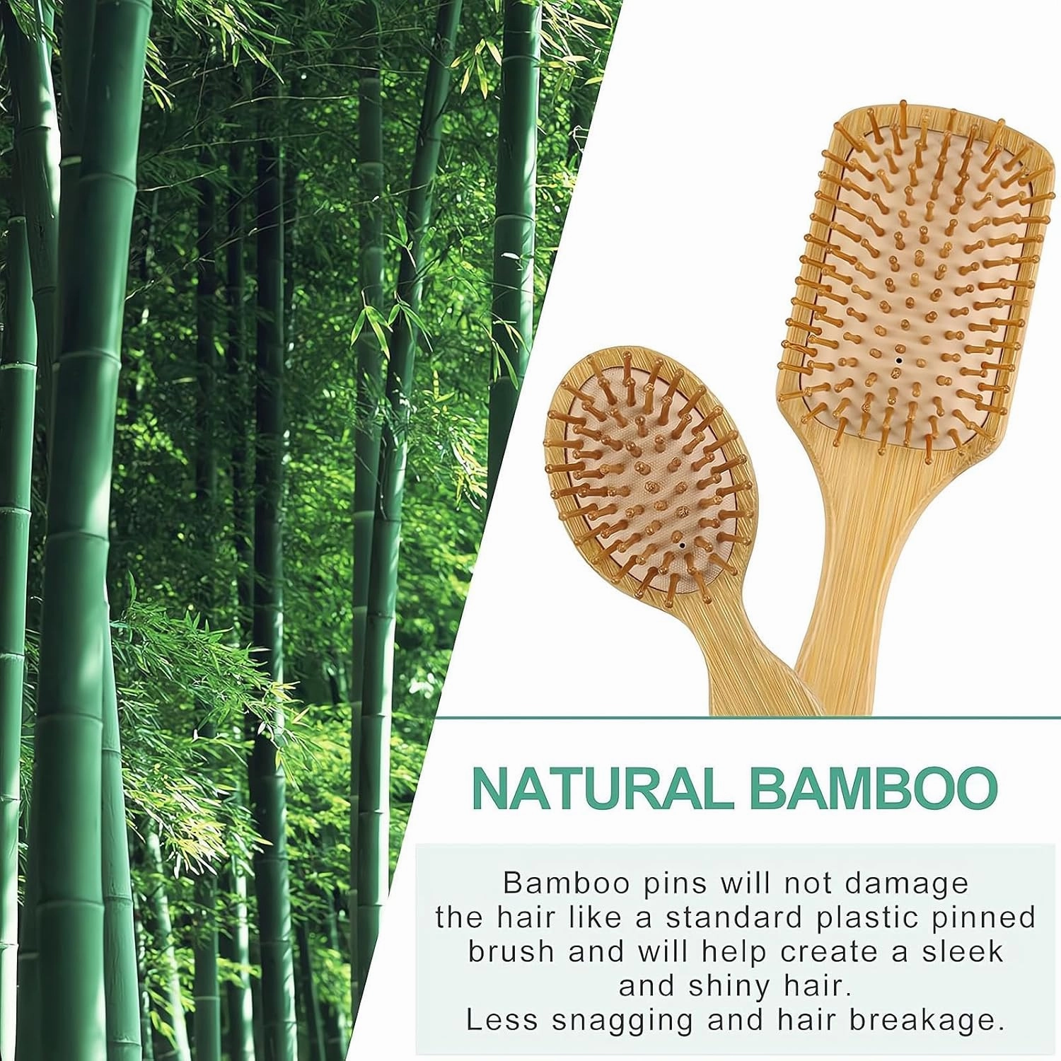 4PCS Hairbrush and Comb Set Wooden Bamboo Hairbrush With Paddle Type Cleaning Brush Natural Hairbrush Eco-Friendly Bristles Free,Suitable For Women, Men Thick/Thin/Curly/Dry Hair Gift Set