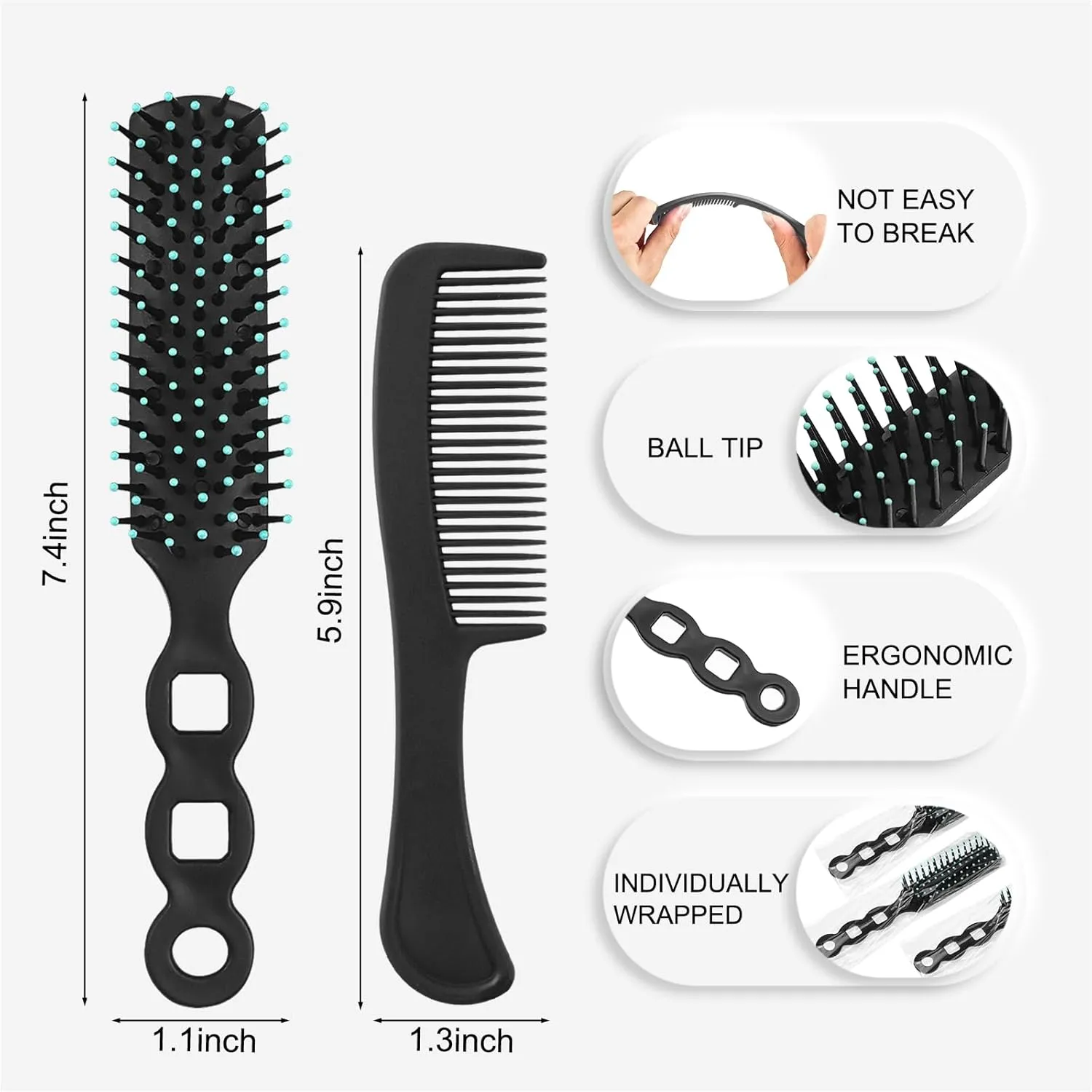 50 Pcs Hair Brush and Comb Set in Bulk for Homeless Individually Wrapped, Bulk Comb Brush Hairbrush for Women Kids Hotel Homeless Charity (Bright Color)