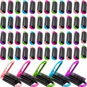 50 Pcs Travel Brush for Women Men Folding Hair Brush with Mirror Collapsible Compact Pocket Size Mini Portable Foldable Hairbrush for Family, Car, Gym, Bag, Purse