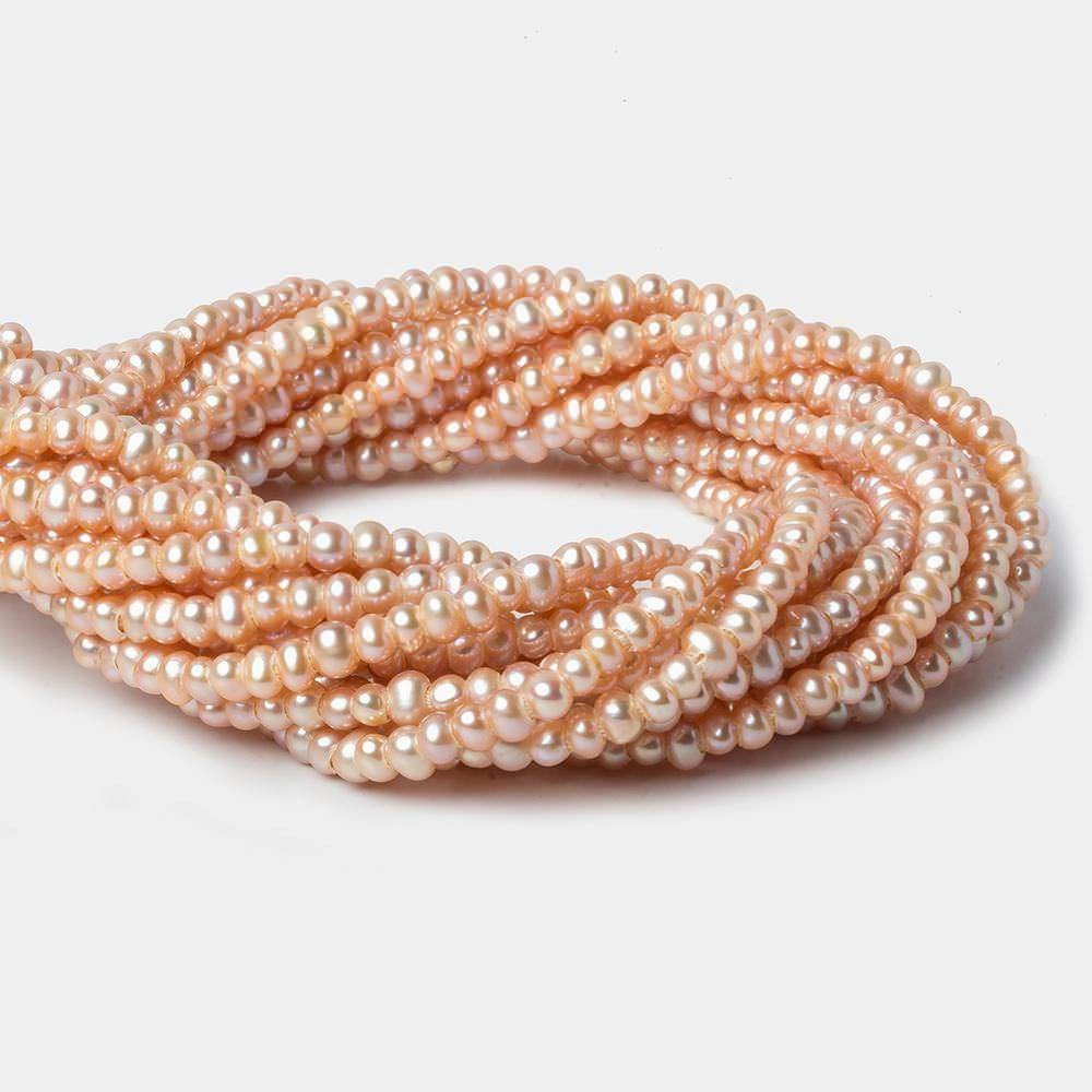 5mm Peach Blush Off Round 2.5mm Large Hole Pearls 15 inch 100 pieces