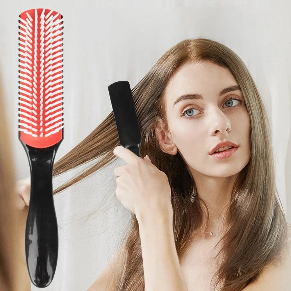 7-Row Detangling Hair Brush Denman Detangler Hairbrush Scalp Massager Straight Wet Comb for Women Men Salon Curly hair brush
