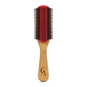 (9 Row) Cushion Removable Bristle Styling Brush D4 for Curly Hair Detangling Brush for Separating, Shaping, Defining Curls, Fixing Hair Style, Shape & Define. (RED)