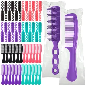 96 Pcs Bulk Hair Brush Combs for Homeless Individually Wrapped Hair Brush and Comb Set Detangling Hairbrush for Women Hotel Nursing Charity(Multicolor)