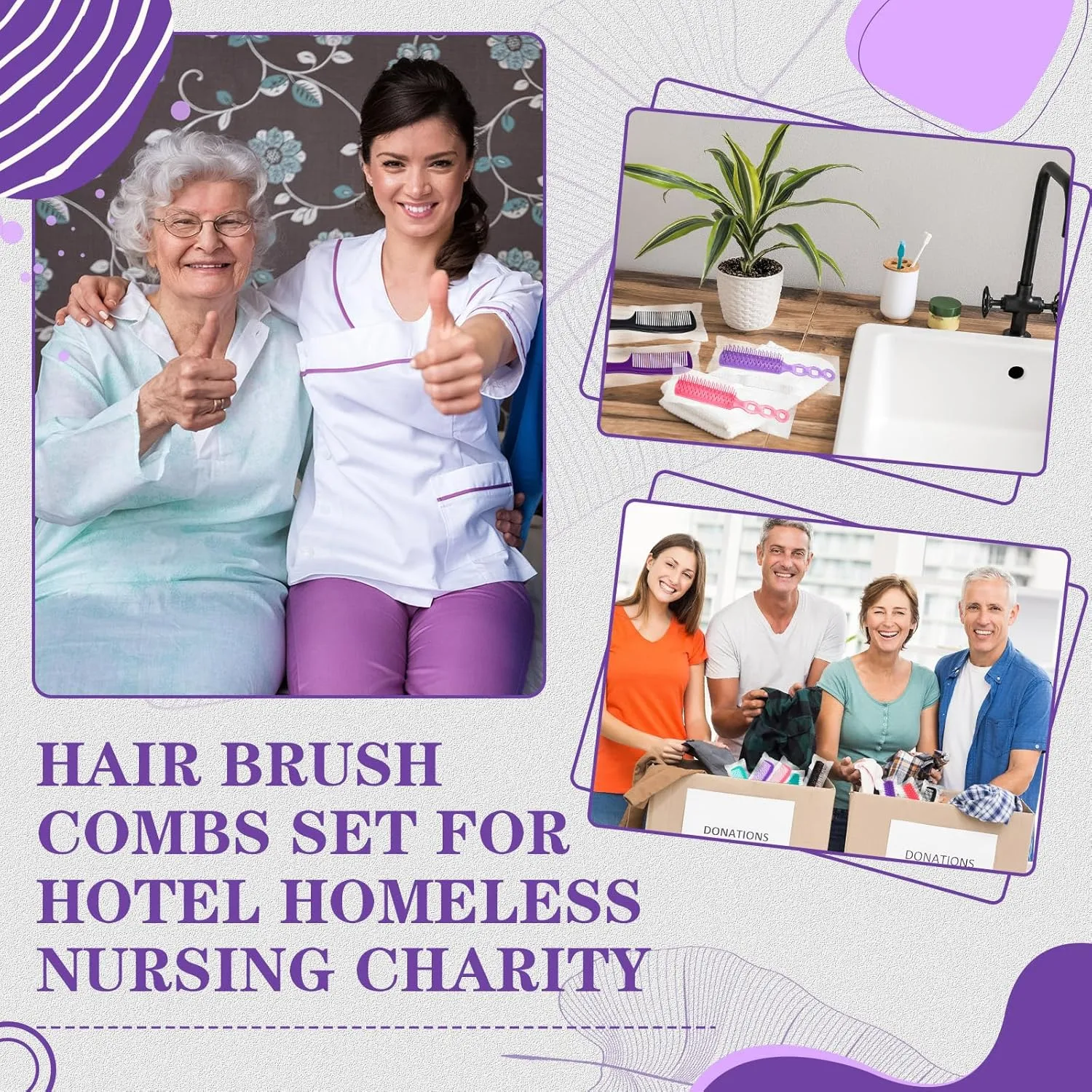 96 Pcs Bulk Hair Brush Combs for Homeless Individually Wrapped Hair Brush and Comb Set Detangling Hairbrush for Women Hotel Nursing Charity(Multicolor)
