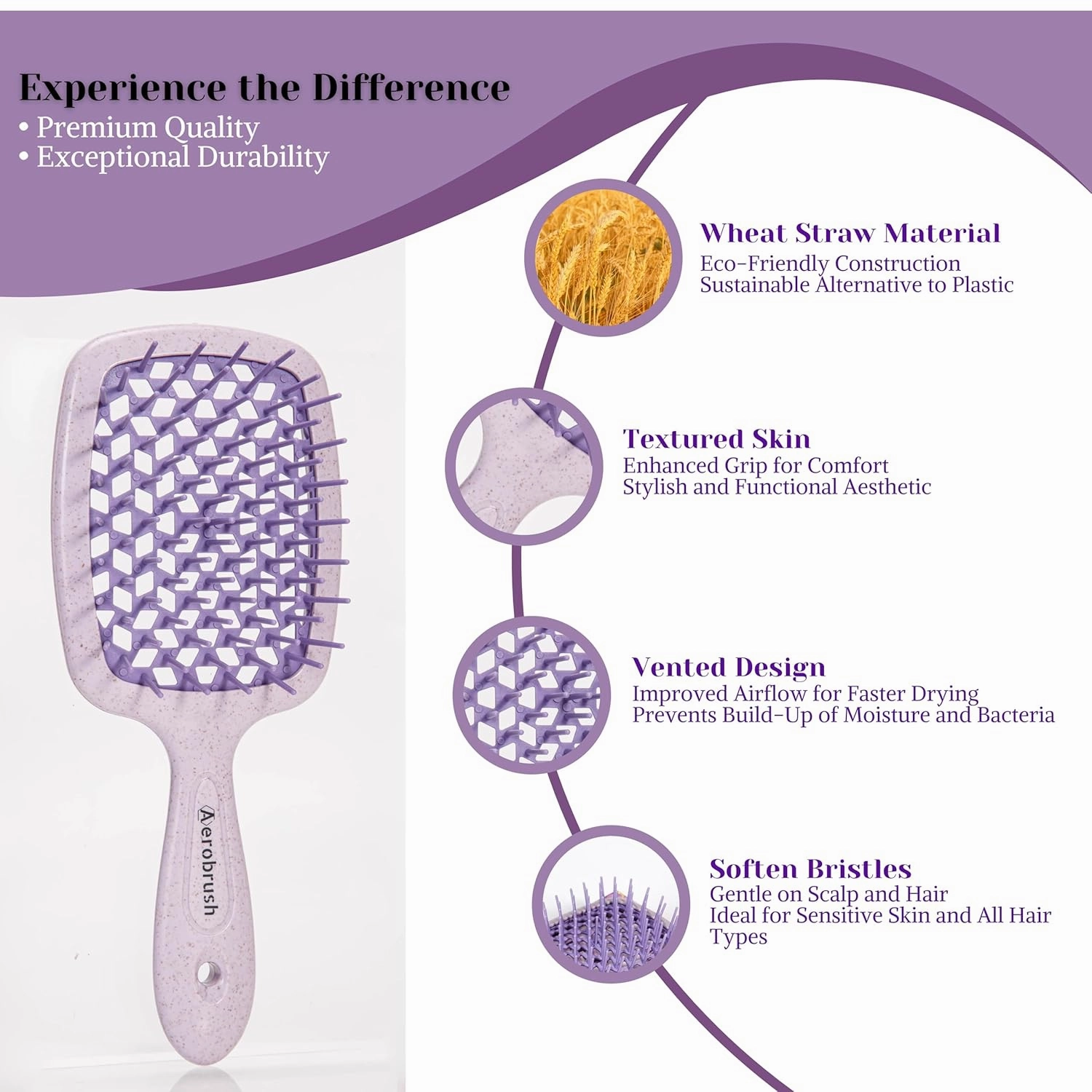 | Detangler Hairbrush, vented hairbrush, antistatic hairbrush | Detangling Hairbrush for Smooth, Tangle Free Hairs