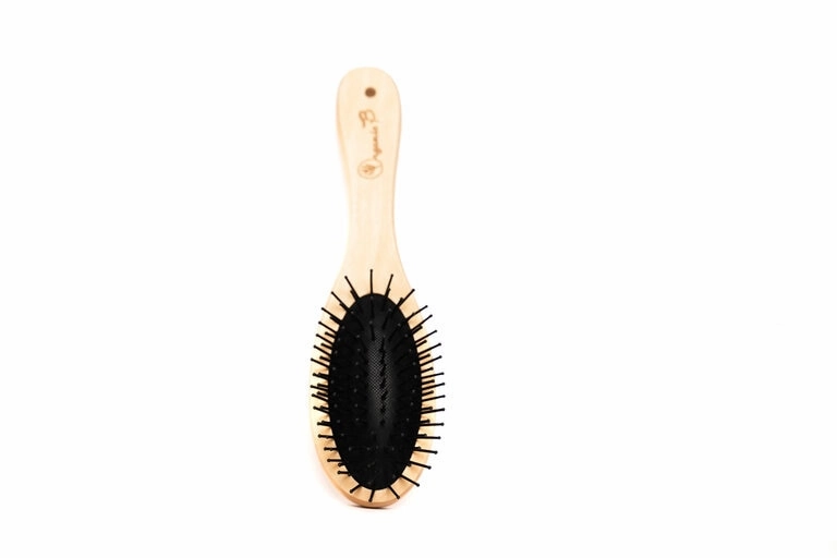 "Volumonising &  Anti-frizz Eco-strong Teak Paddle hairbrush | Oval, Small"