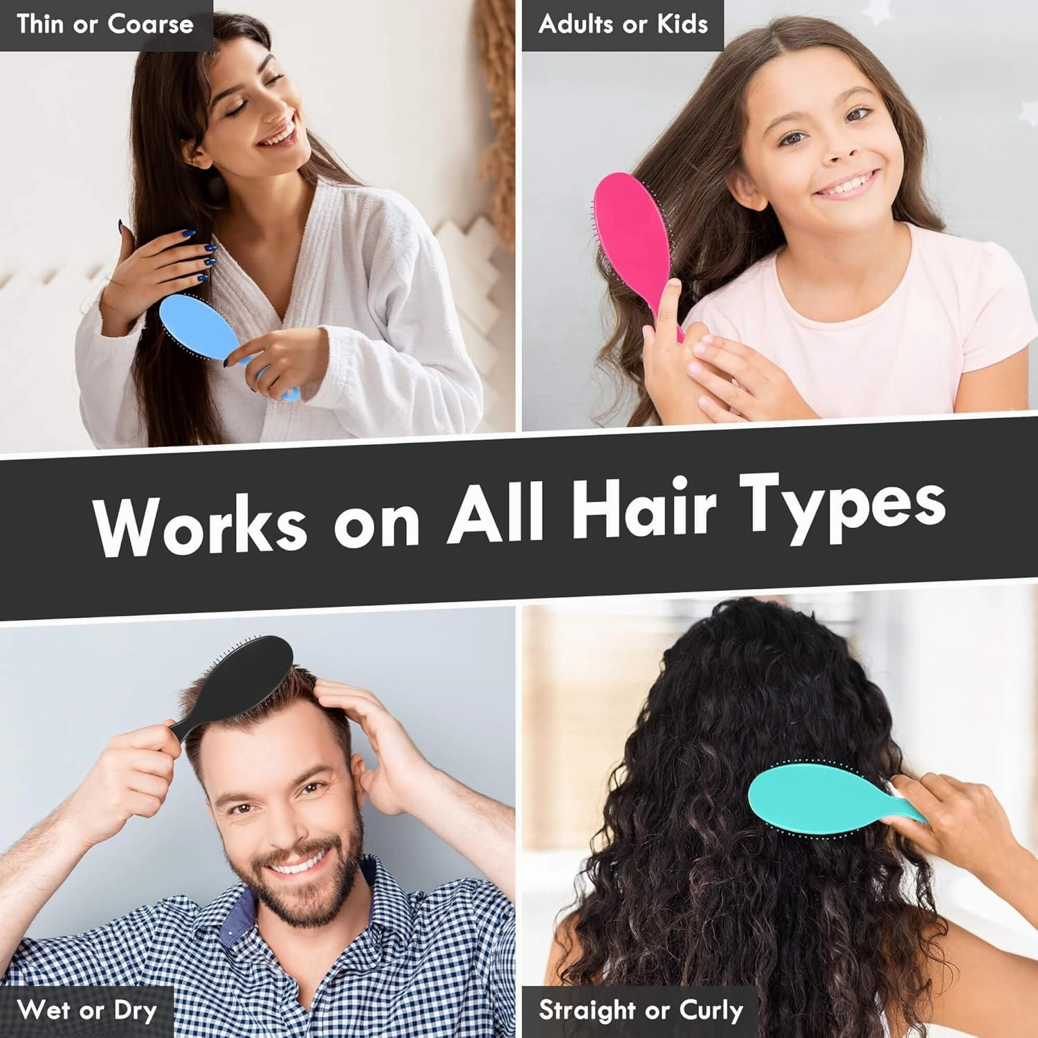 Air Cushion Detangling Hair Brush - 4 Pack Detangler Hairbrush with Ultra Soft Bristles for Effortless Tangle Removal - For Wet Dry Damaged Curly Hair for Women Men Boys Girls Kids - Green