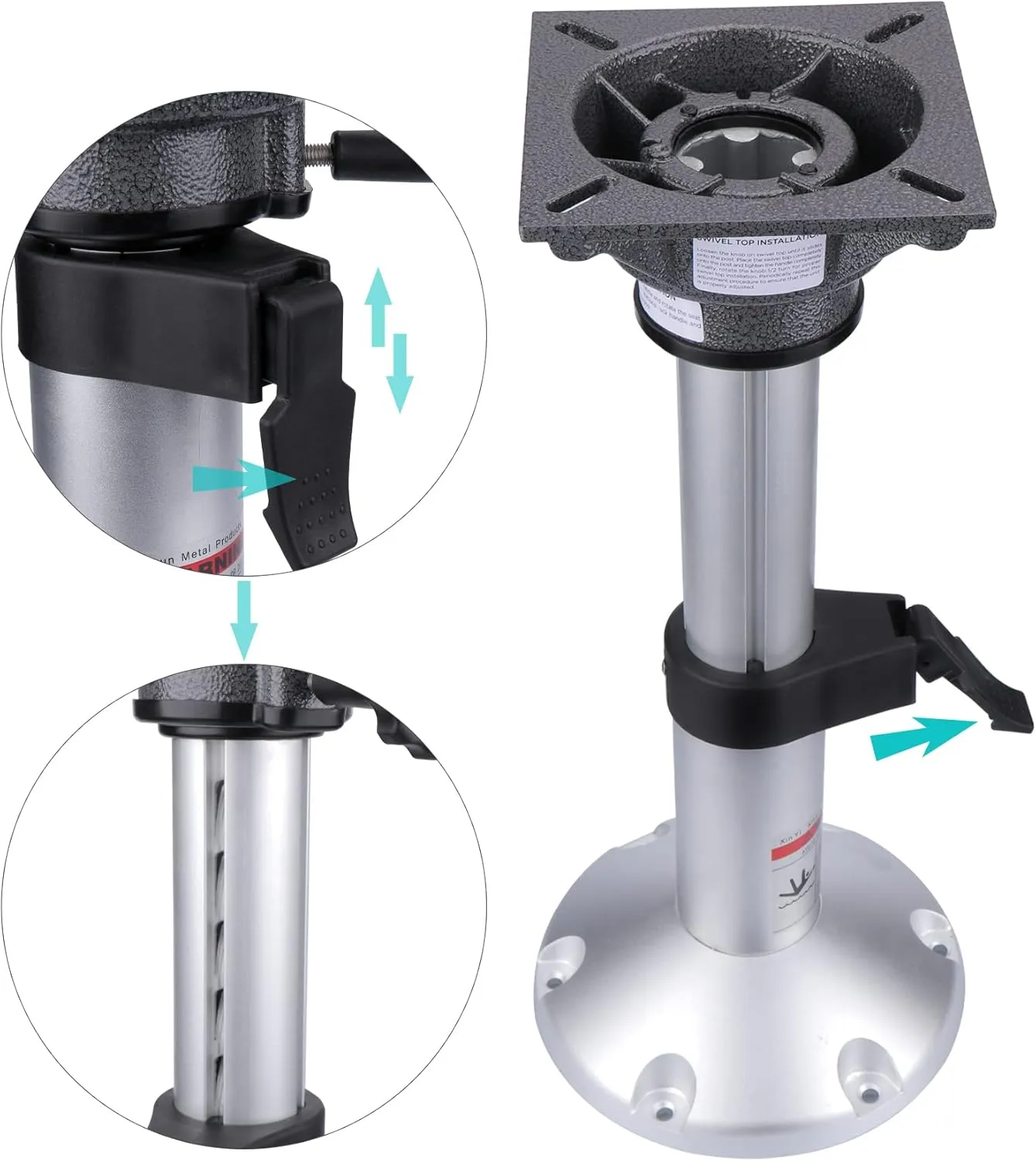 Aluminum Adjustable Height Locking Boat Seat Pedestals 13 to 18 Inches for Boat Seats(2pcs)