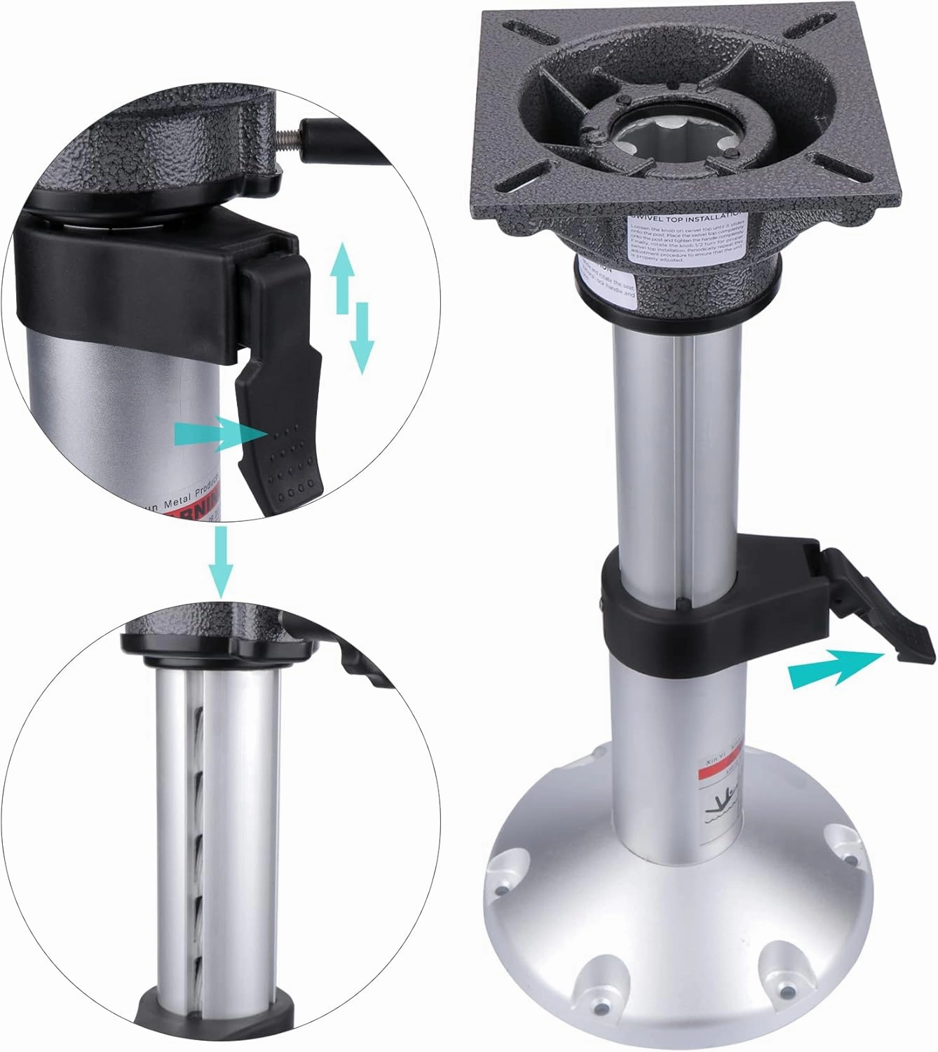 Aluminum Adjustable Height Locking Boat Seat Pedestals 13 to 18 Inches for Boat Seats(2pcs)