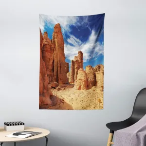Ambesonne Desert Tapestry, Bizarre Sandstone Cliffs in Sahara Desert Tassili N'Ajjer Algeria, Wall Hanging for Bedroom Living Room Dorm Decor, 40" X 60", Navy Blue Mustard Orange