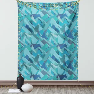 Ambesonne Landscape Tapestry, Modern Illustration of Mountain Ranges in Blue and Green Tones Art Print, Wall Hanging for Bedroom Living Room Dorm Decor, 40" X 60", Multicolor
