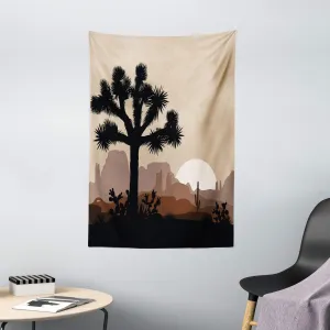 Ambesonne Landscape Tapestry, Morning Scenery with Joshua Tree and Mountains over Sunrise Rocky Wilderness, Wall Hanging for Bedroom Living Room Dorm Decor, 40" X 60", Multicolor