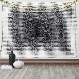 Ambesonne Modern Art Tapestry, Digital Futuristic Pixel Tech-Art with Dots Spots Artificial Abstract Pattern, Wide Wall Hanging for Bedroom Living Room Dorm, 60" X 40", Grey Black