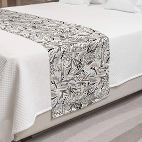 Ambesonne Forest Bed Runner, Botanical Foliage Herbs Wild Plants Leaves Autumn Fall Soft Toned, Decorative Accent Bedding Scarf for Hotels Homes and Guestrooms, Warm Taupe Dust and White