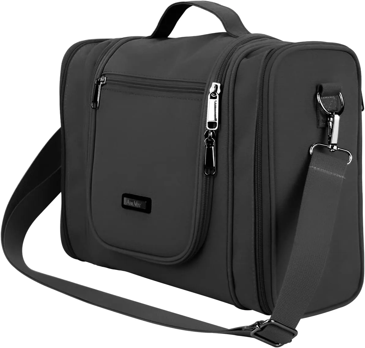 AmoVee Hanging Toiletry Bag for Women and Men, Extra Large Travel Cosmetics Bag, Portable Organizer Bathroom Shower for Hygiene Bag/Toiletries/Makeup, Black