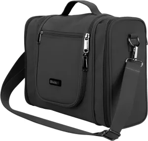 AmoVee Hanging Toiletry Bag for Women and Men, Extra Large Travel Cosmetics Bag, Portable Organizer Bathroom Shower for Hygiene Bag/Toiletries/Makeup, Black